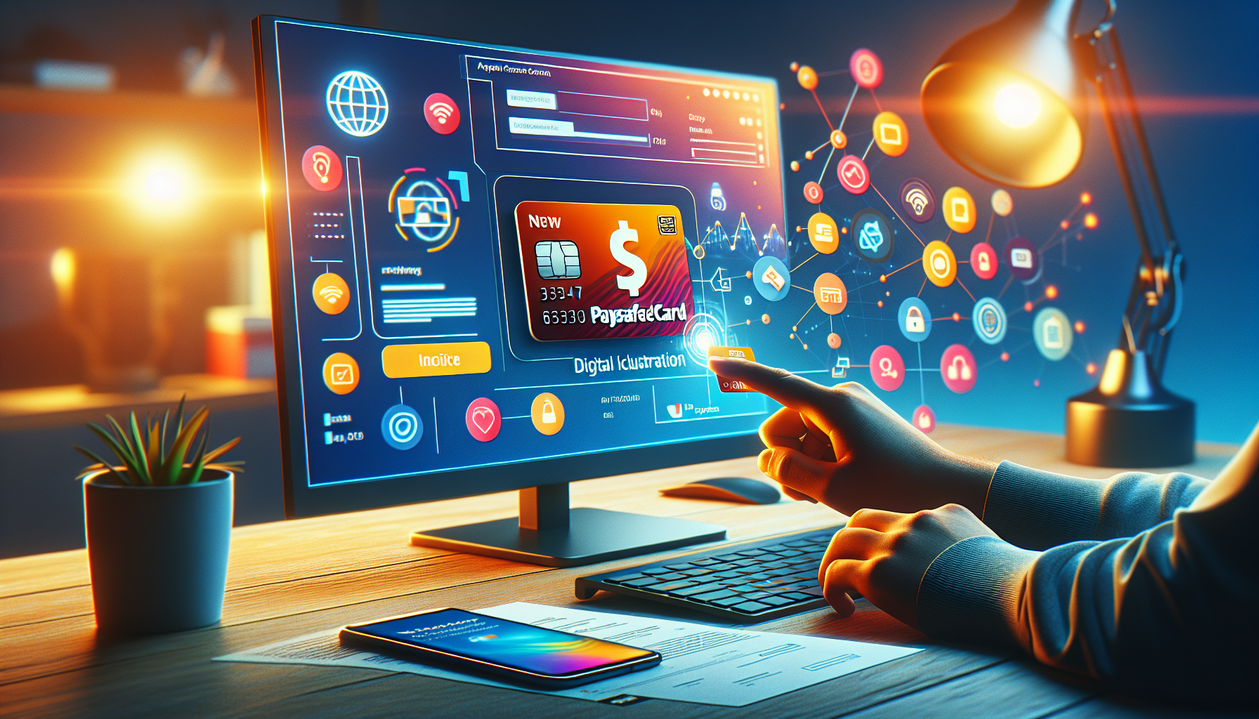 Uživatel uplatňuje Paysafecard PIN při online platbě na webu