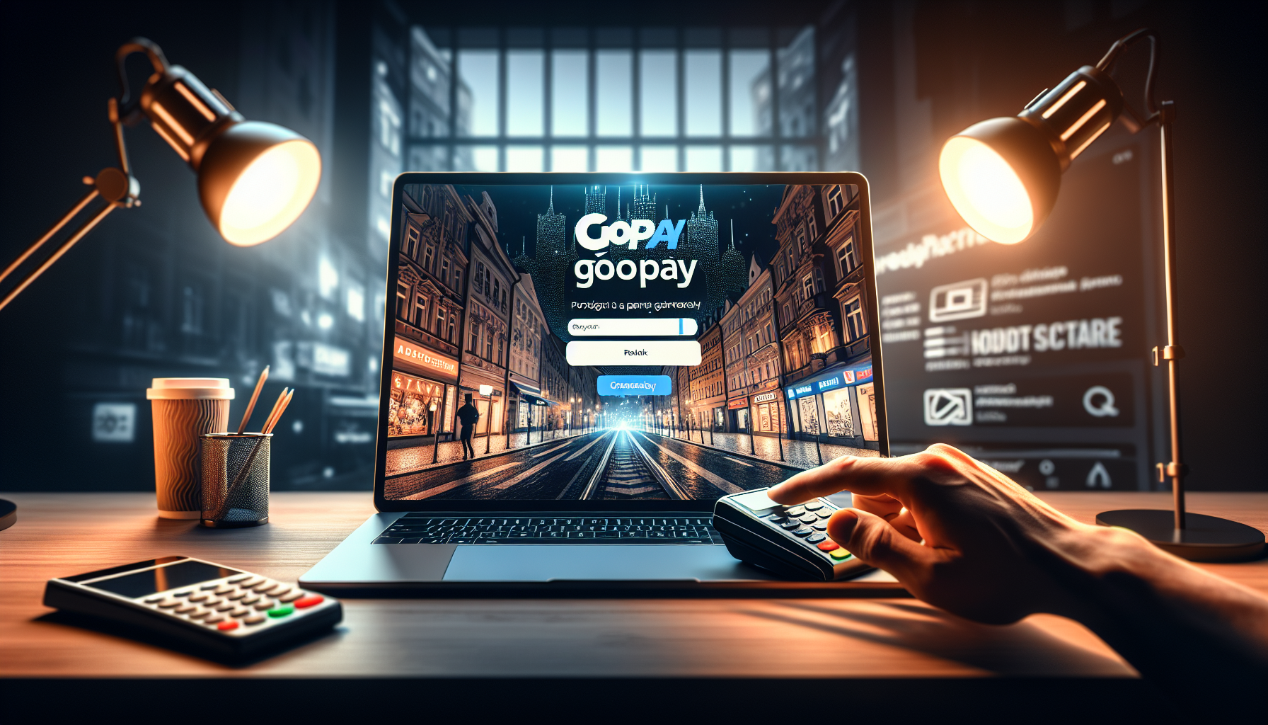 Zákazník vybírá platební metodu v platební bráně GoPay na notebooku