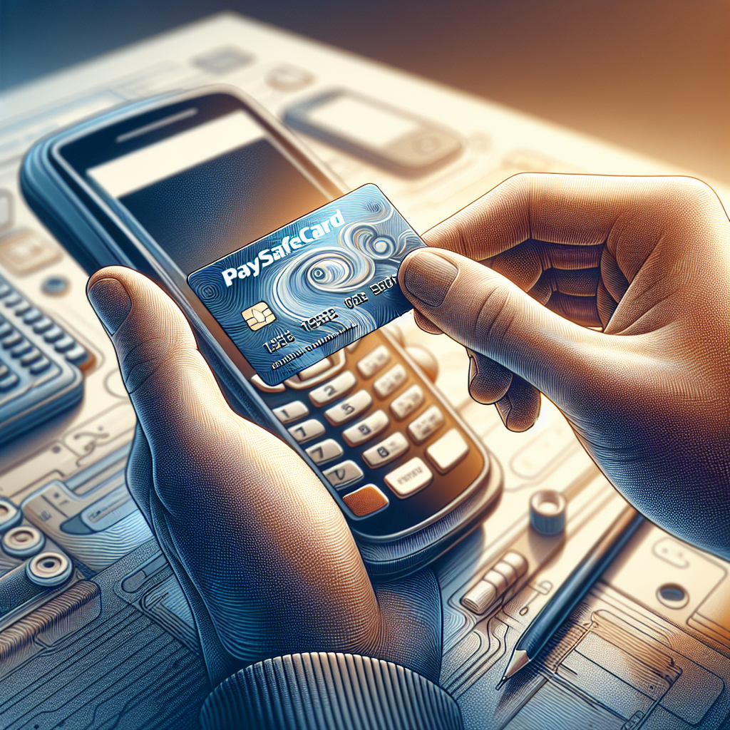 Detail ruka držící paysafecard, platební terminál v pozadí