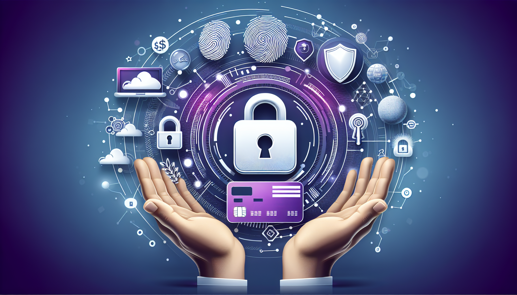 Logo Skrill vedle bezpečnostních ikon – zámek, štít, otisk prstu